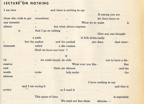 John Cage's Lecture on Nothing